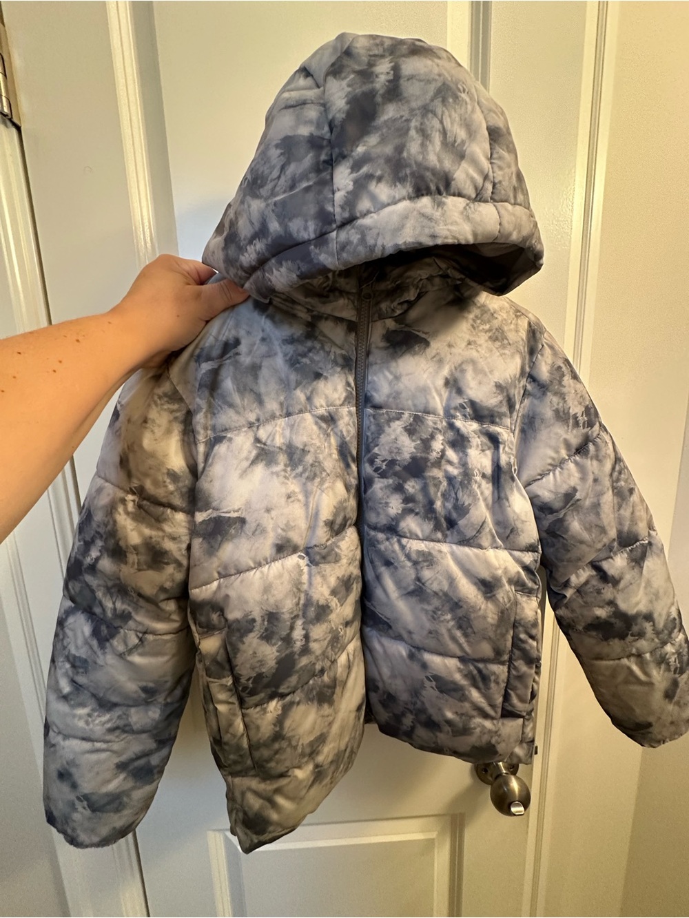Old Navy Kids Hooded Puffer Jacket - Gray Tie-Dye - boys